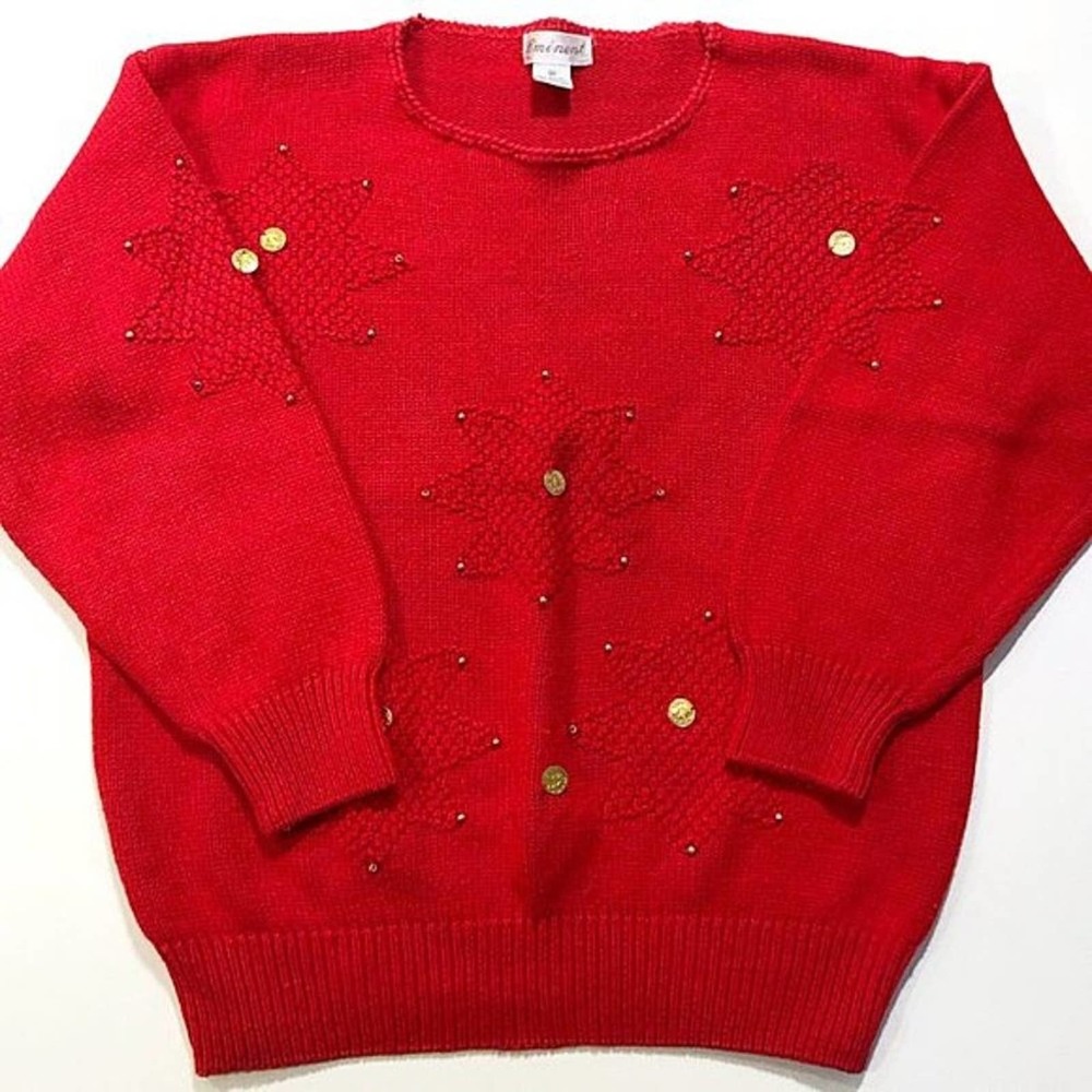 Vintage Eminent Embellished Star Holiday Sweater - Picture 4 of 8